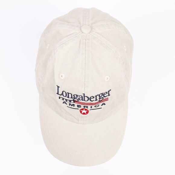 Longaberger America Embroidered Logo Packable Strapback Ball Cap Hat Beige - Picture 3 of 9